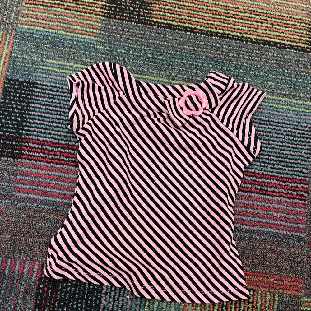 Pink and Black Striped Kids Blouse